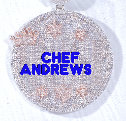 CUSTOM LETTER NECKLACE 3D BIG CROWN DISC