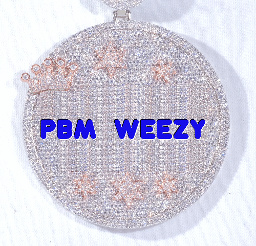 CUSTOM LETTER NECKLACE 3D BIG CROWN DISC