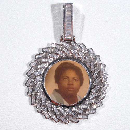 Large 3D Baguette Custom Picture Pendant