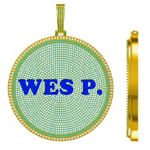 CUSTOM LETTER NECKLACE 3D BIG DISC