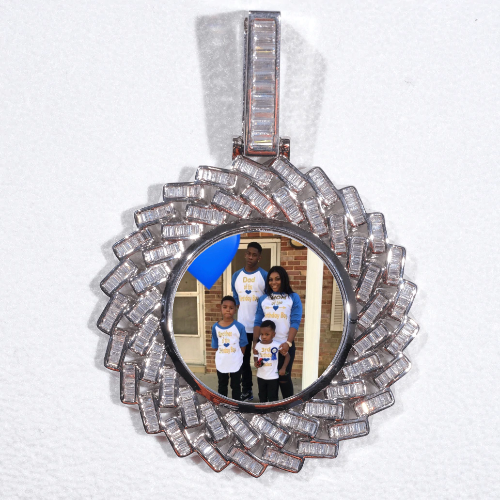 Large 3D Baguette Custom Picture Pendant