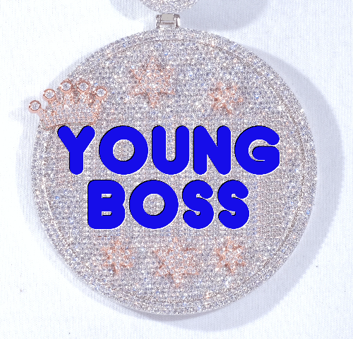 CUSTOM LETTER NECKLACE 3D BIG CROWN DISC