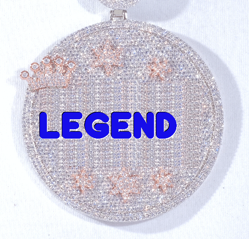CUSTOM LETTER NECKLACE 3D BIG CROWN DISC