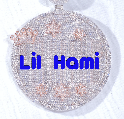 CUSTOM LETTER NECKLACE 3D BIG CROWN DISC
