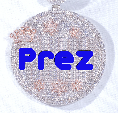 CUSTOM LETTER NECKLACE 3D BIG CROWN DISC