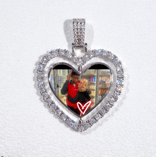 3D Spinning 2-Faced Heart Custom Picture Pendant