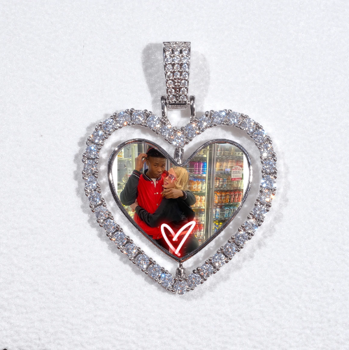 3D Spinning 2-Faced Heart Custom Picture Pendant