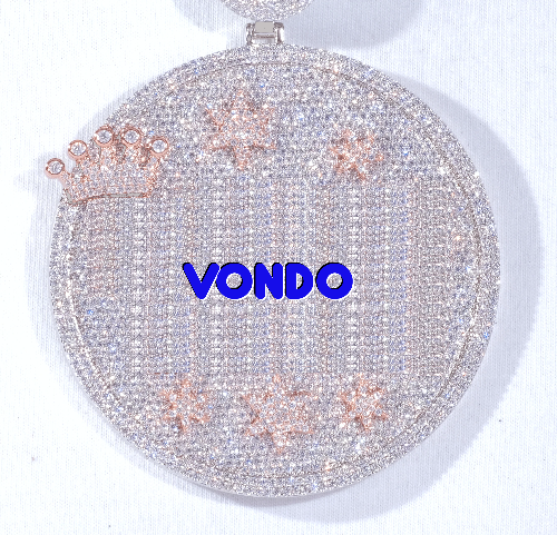 CUSTOM LETTER NECKLACE 3D BIG CROWN DISC