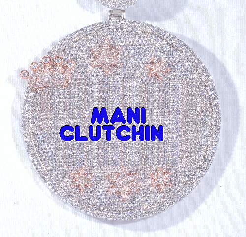 CUSTOM LETTER NECKLACE 3D BIG CROWN DISC