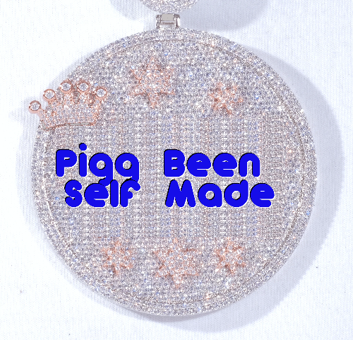 CUSTOM LETTER NECKLACE 3D BIG CROWN DISC