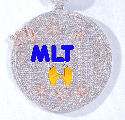 CUSTOM LETTER NECKLACE 3D BIG CROWN DISC