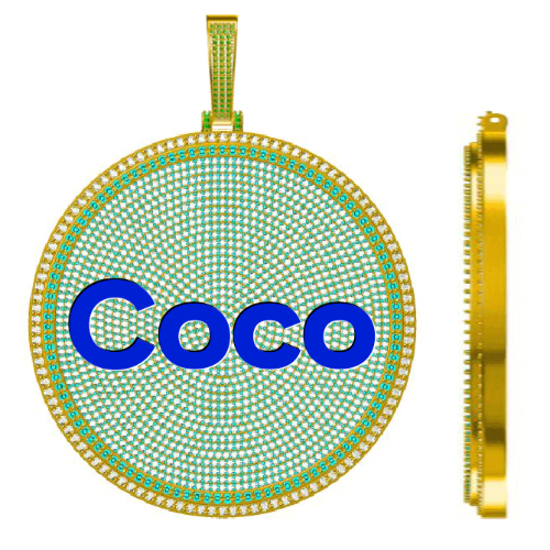 CUSTOM LETTER NECKLACE 3D BIG DISC