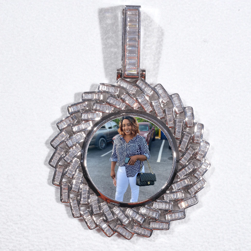 Large 3D Baguette Custom Picture Pendant