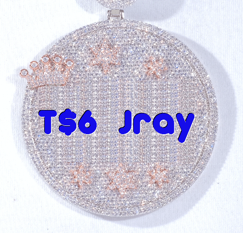 CUSTOM LETTER NECKLACE 3D BIG CROWN DISC