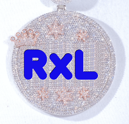 CUSTOM LETTER NECKLACE 3D BIG CROWN DISC