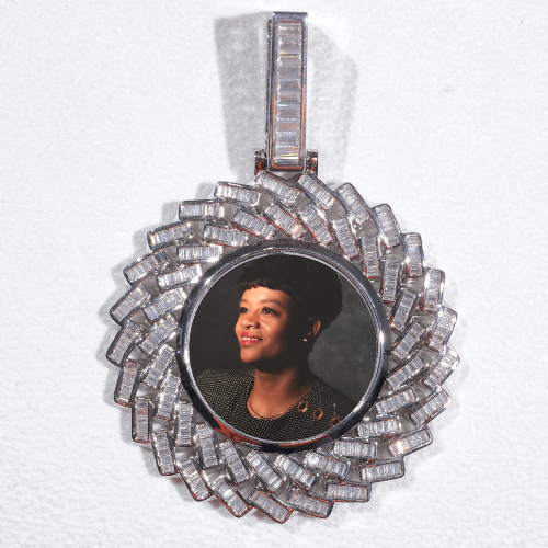 Large 3D Baguette Custom Picture Pendant