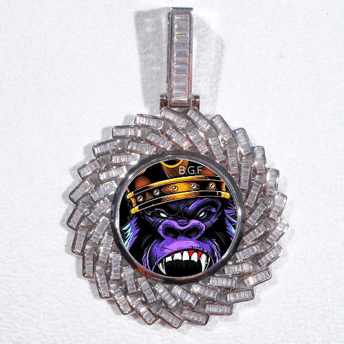 Large 3D Baguette Custom Picture Pendant