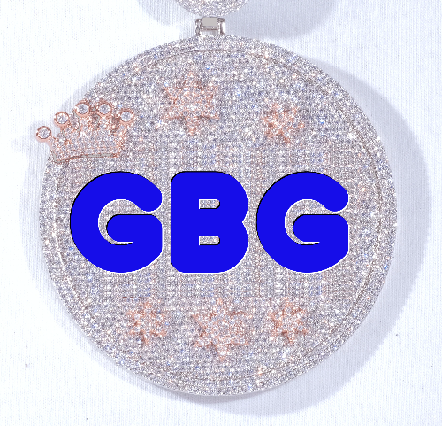 CUSTOM LETTER NECKLACE 3D BIG CROWN DISC