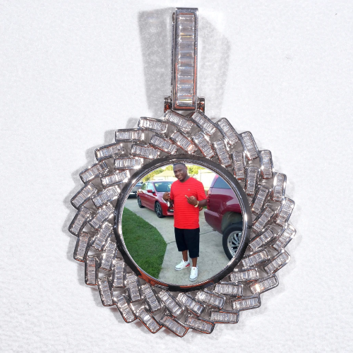 Large 3D Baguette Custom Picture Pendant