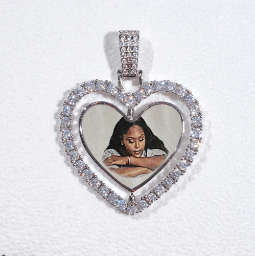 3D Spinning 2-Faced Heart Custom Picture Pendant