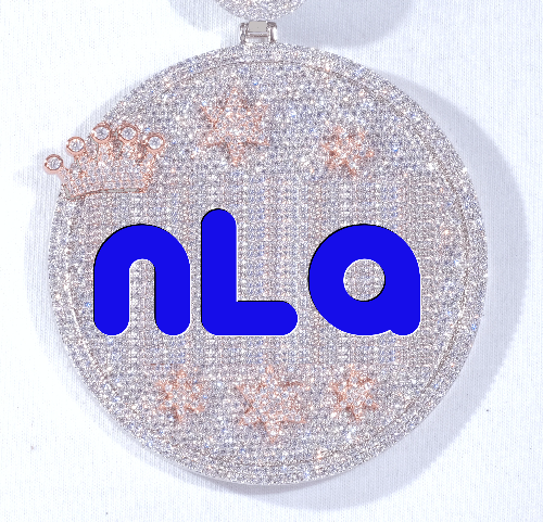 CUSTOM LETTER NECKLACE 3D BIG CROWN DISC