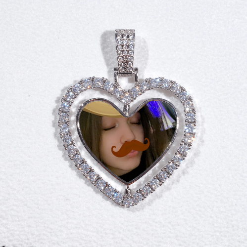 3D Spinning 2-Faced Heart Custom Picture Pendant