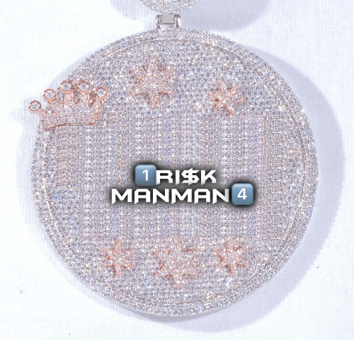 CUSTOM LETTER NECKLACE 3D BIG CROWN DISC