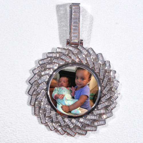 Large 3D Baguette Custom Picture Pendant
