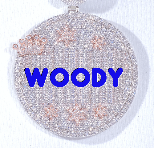 CUSTOM LETTER NECKLACE 3D BIG CROWN DISC