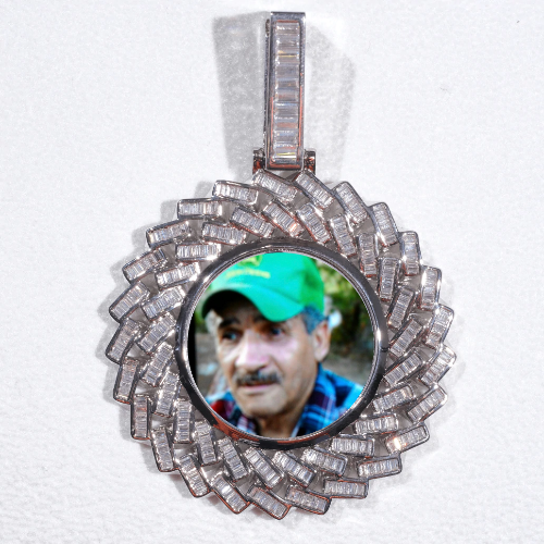 Large 3D Baguette Custom Picture Pendant