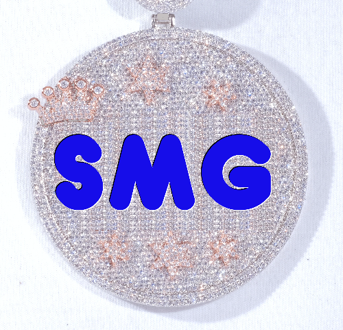 CUSTOM LETTER NECKLACE 3D BIG CROWN DISC