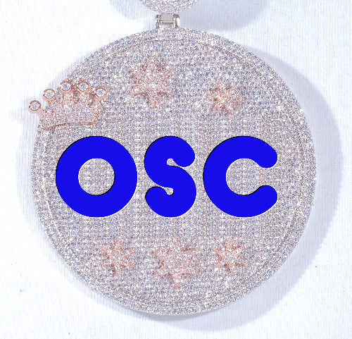 CUSTOM LETTER NECKLACE 3D BIG CROWN DISC