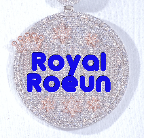CUSTOM LETTER NECKLACE 3D BIG CROWN DISC