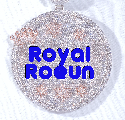 CUSTOM LETTER NECKLACE 3D BIG CROWN DISC