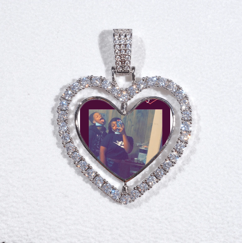 3D Spinning 2-Faced Heart Custom Picture Pendant
