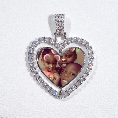 3D Spinning 2-Faced Heart Custom Picture Pendant
