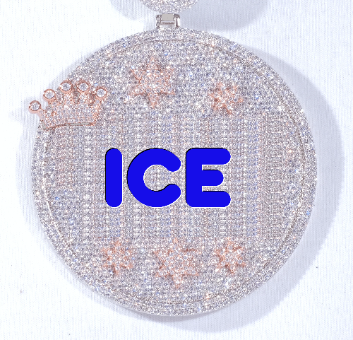 CUSTOM LETTER NECKLACE 3D BIG CROWN DISC