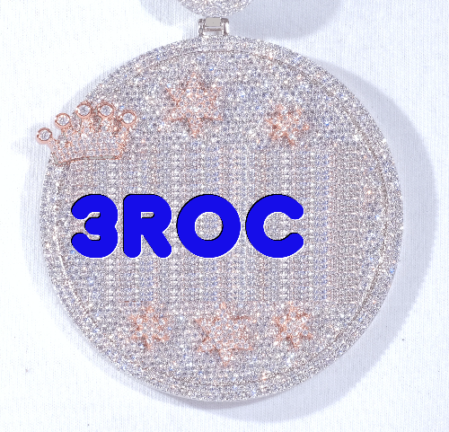 CUSTOM LETTER NECKLACE 3D BIG CROWN DISC