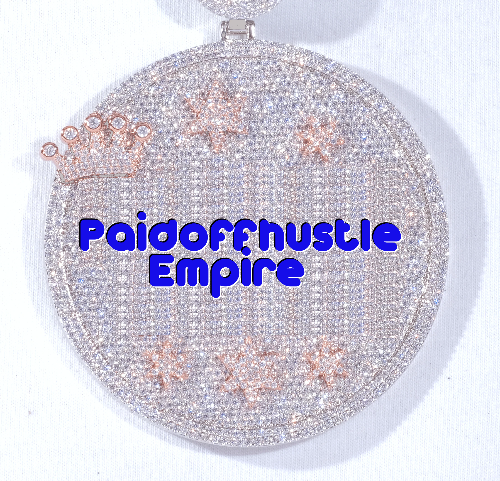 CUSTOM LETTER NECKLACE 3D BIG CROWN DISC