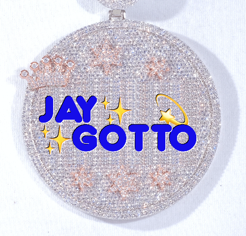CUSTOM LETTER NECKLACE 3D BIG CROWN DISC