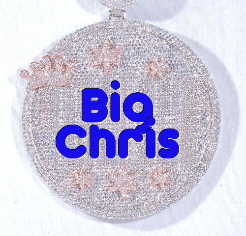 CUSTOM LETTER NECKLACE 3D BIG CROWN DISC