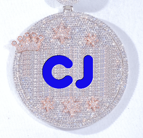 CUSTOM LETTER NECKLACE 3D BIG CROWN DISC