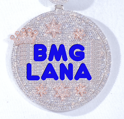 CUSTOM LETTER NECKLACE 3D BIG CROWN DISC