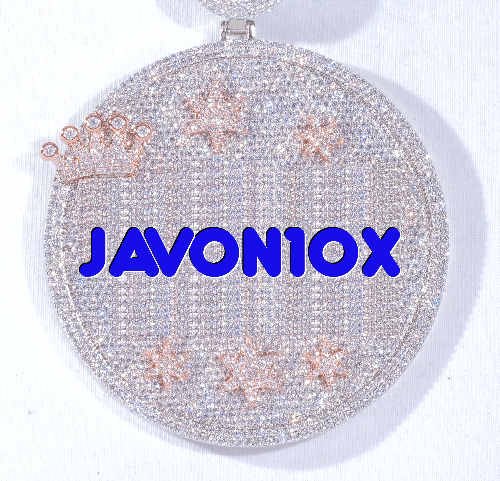 CUSTOM LETTER NECKLACE 3D BIG CROWN DISC