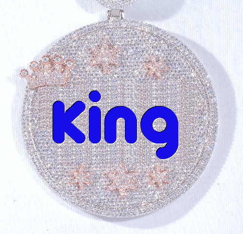 CUSTOM LETTER NECKLACE 3D BIG CROWN DISC