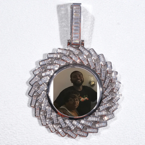 Large 3D Baguette Custom Picture Pendant