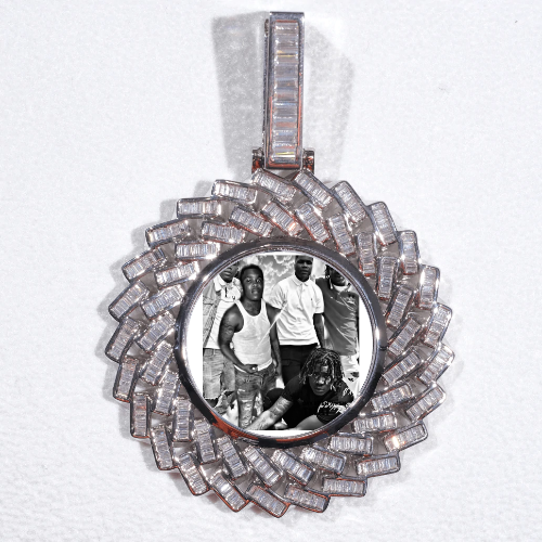 Large 3D Baguette Custom Picture Pendant
