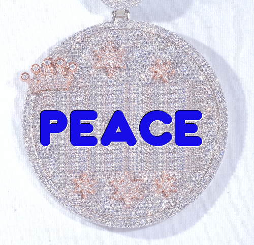 CUSTOM LETTER NECKLACE 3D BIG CROWN DISC