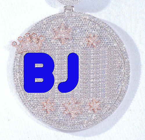 CUSTOM LETTER NECKLACE 3D BIG CROWN DISC