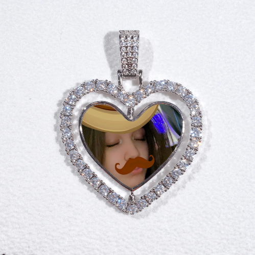 3D Spinning 2-Faced Heart Custom Picture Pendant